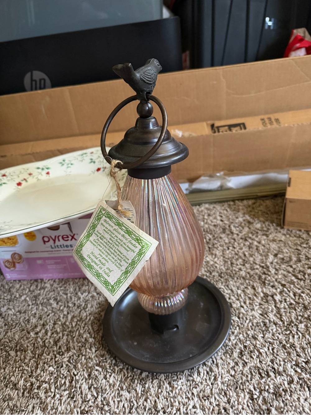Blown Glass Bird feeder